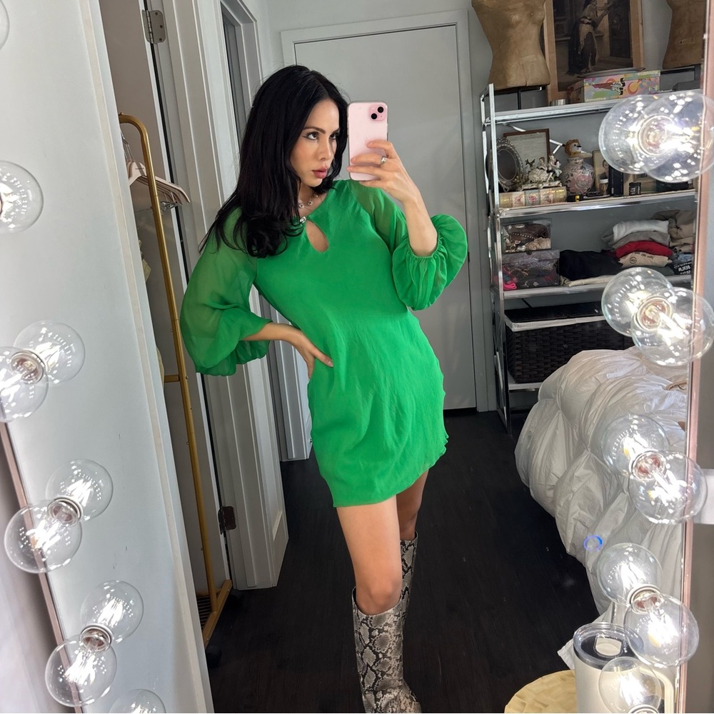 Alice + Olivia Green Long Sleeve Dress